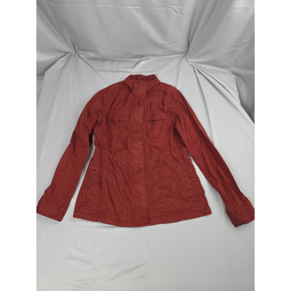 SONOMA Women's Utility Jacket Coral Red Size S Military Anorak Zip Snap Front